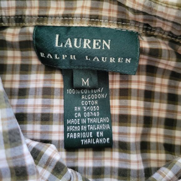 Vintage Ralph Lauren Plaid Button Front Shirt Brown Green Medium, Womens - Picture 6 of 11